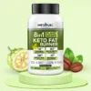 Instafuel 8-in-1 plant-based keto fat burner bottle showing ingredients like garcinia cambogia, green coffee bean, green tea, and BioPerine